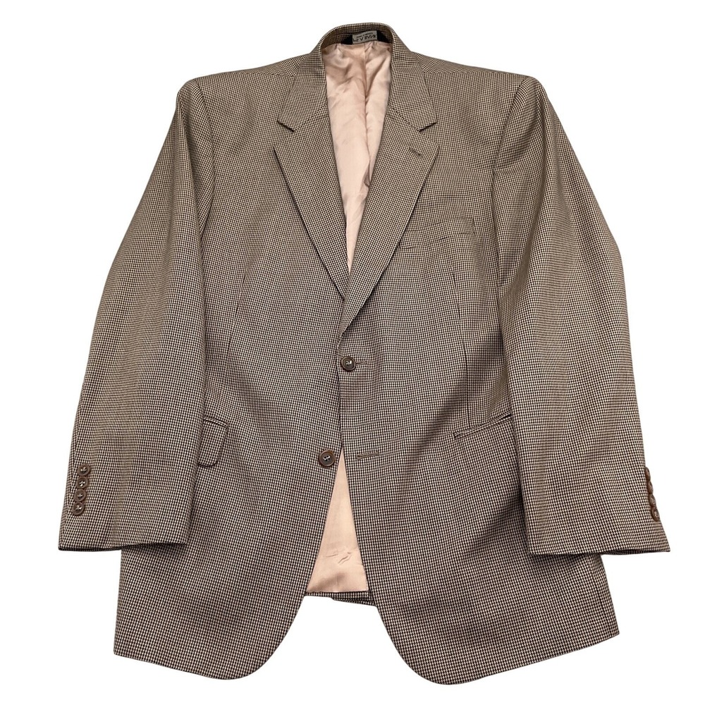 Jos A Bank Sport Coat Mens 42 RG Brown Excellent‎ Wool Houndstooth Gordon Blazer